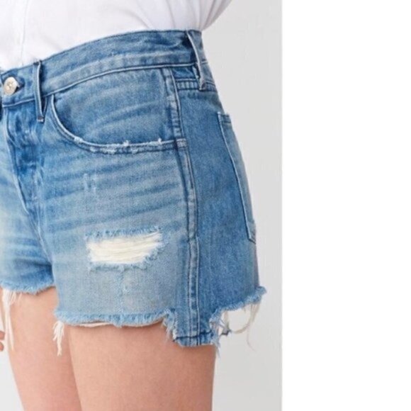3x1 Jean Shorts 27 W2 Mason Mid Rise Boyfriend Bleeker Button Medium Blue Italy - Picture 4 of 11